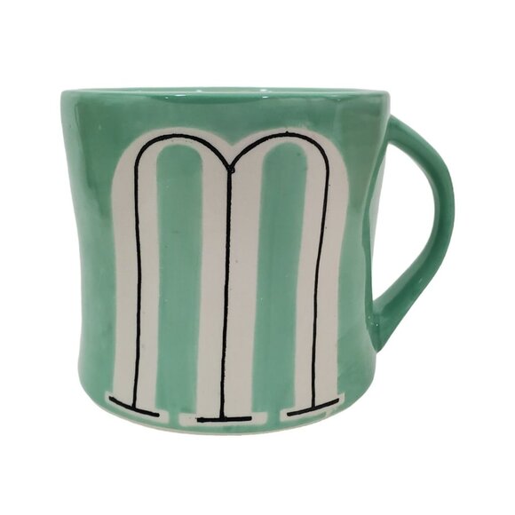 Anthropologie Monogram Initial M Letter Hand Painted Coffee Mug Cup - Picture 2 of 7
